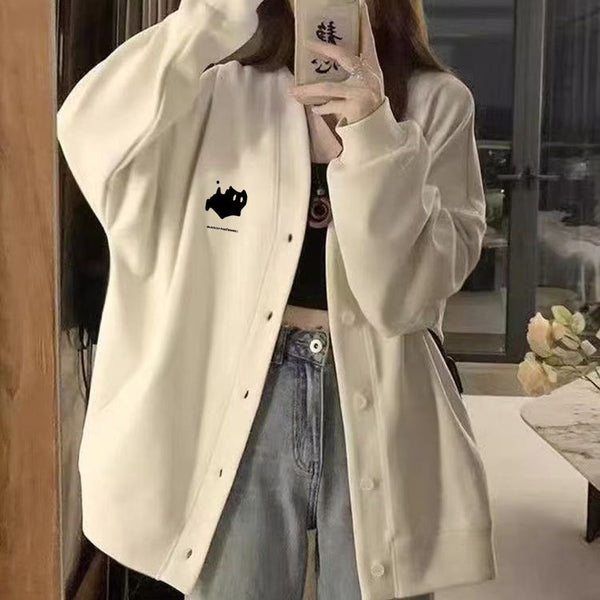 Korean lazy style thin baseball jersey large size jacket women's 2025 spring and autumn new small sweater lazy cardigan