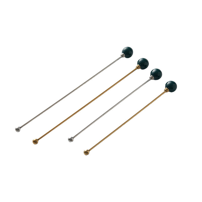 304 stainless steel tea & coffee stirring rods - multi-colored dessert picks - high-value ceramic handle milk frothing sticks - wholesale