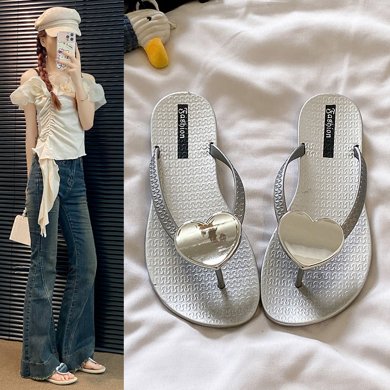 Summernew arrivallove flip-flops women's fashionoutwearnon-slipeasiest for matchcasual beach flip-flops