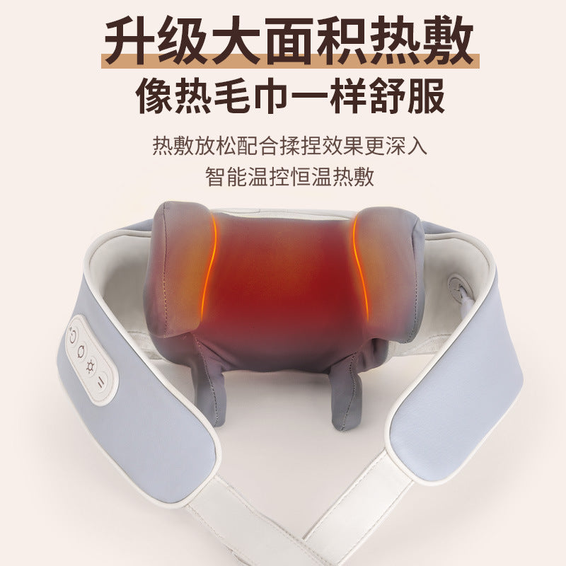 Electric massager for trapezius, shoulder, and neck - cervical spine heat therapy massager - neck kneading massage shawl - small gift for shoulders and back