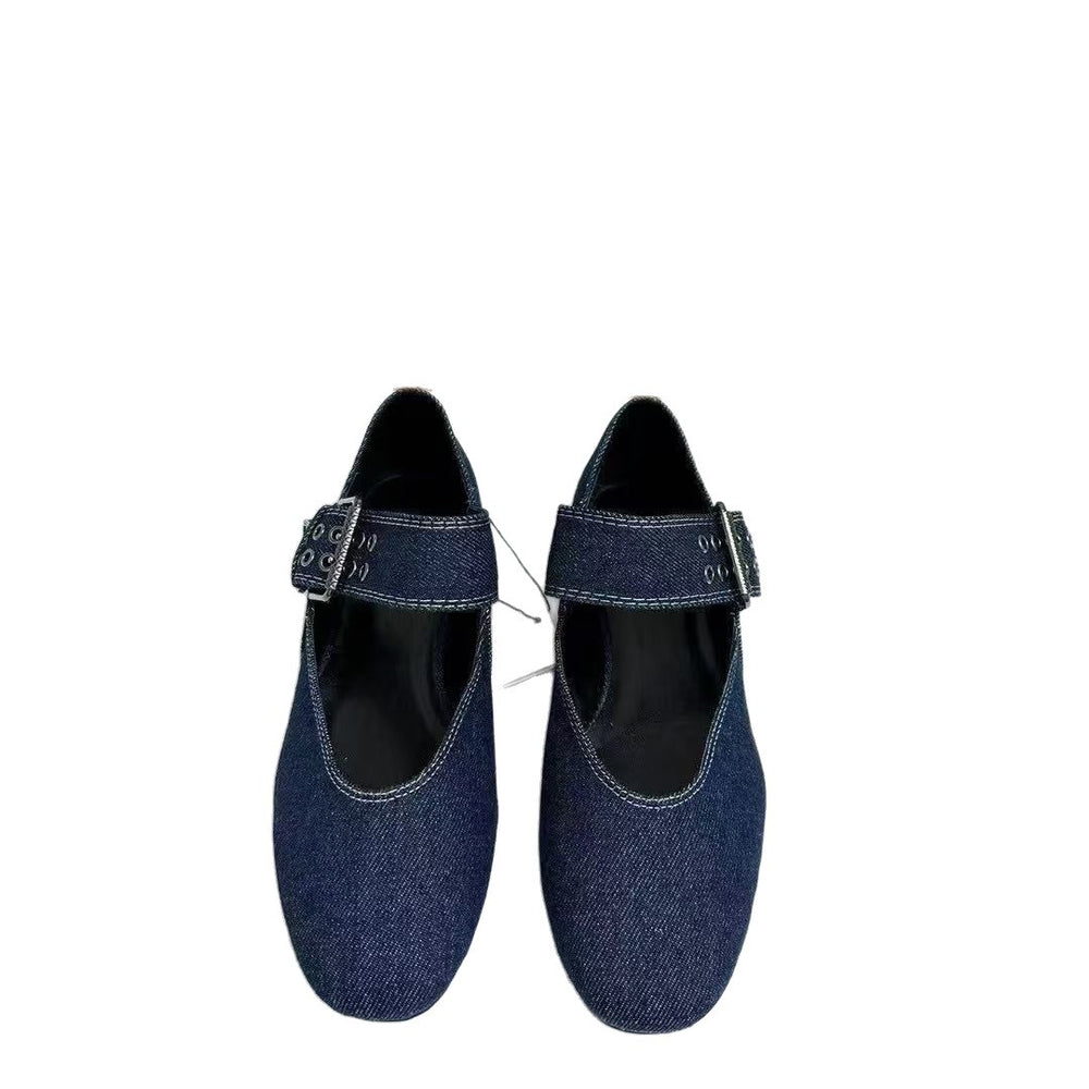 Za2025 summer round toe flat denim buckle sandals - european & american style, everyday versatile sandals for women