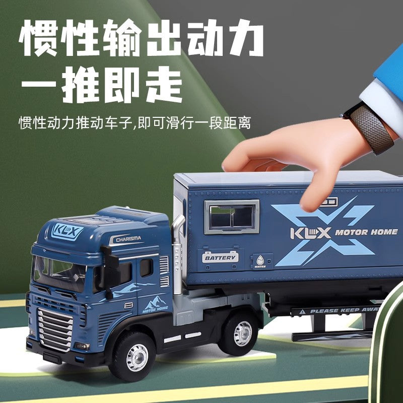 Large alloy trailer rv toy car kids' simulation car model camping truck off-road vehicle model for boys