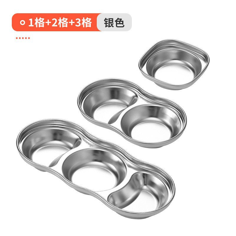 304 korean style grid plate stainless steel korean dipping dish grid plate gold hot pot seasoning dish barbecue round sauce dish