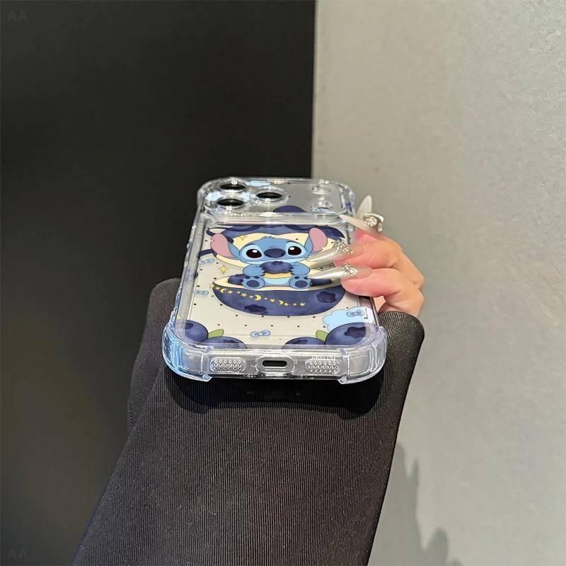 Suitable for apple 17promax mobile phone case blueberry planet stitch airbag transparent case iphone18 soft case 15