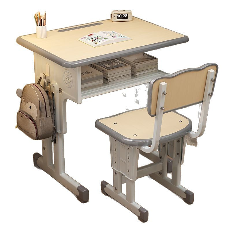 Children's study desk, elementary school home writing desk, height-adjustable desk, homework desk and chair set, school-specific desk