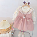 Baby girl autumn dress  new arrival: faux two-piece ruffle collar long sleeve princess dress - hot seller!