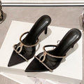 2026 summer european and american style satin pointed-toe stiletto open-toe thong sandals with rhinestone detail - women's outdoor sandals and slippers
