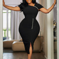 D564 european and american  foreign trade new arrivalelegant hip-covering beaded high waist ol pencil skirt african dress