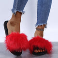 Amazon export one-character plush home cotton slippers women's autumn and winter new fashion outwear fur slippers wholesale