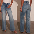Exportfashionjeans women's new hot-selling cross-border elegantwork clothingloose pants washed stretch fashionjeans