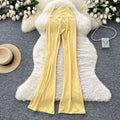 European and american ins wear women's autum relaxed casual high waist silm hip pants sports yoga flared pants