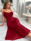 new home & lingerie: sexy suspender maxi dress - 3d lace, solid color, elegant style, sleepwear
