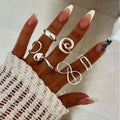 Wholesale geometric polished ring set - european and american niche design spiral winding polished ins finger ring jewelry for women
