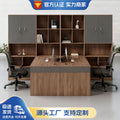 Financial office desk set - executive office desk with high cabinet, two-seat facing configuration for accountants and managers