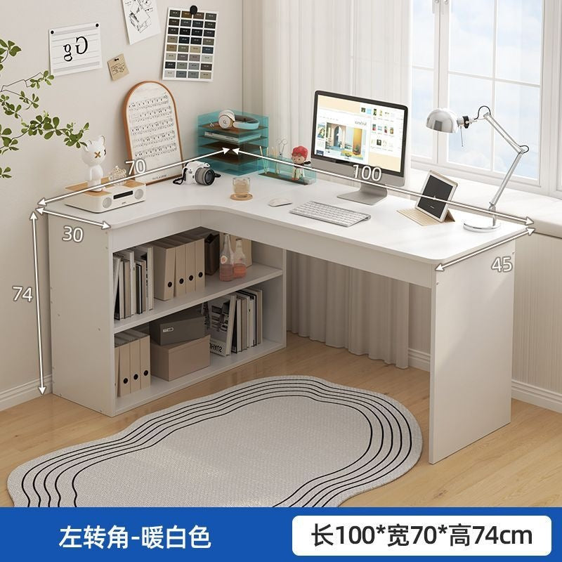 Nordic student desk with bookshelf - all-in-one home bedroom desktop computer desk - assembled study table for elementary school students - writing desk