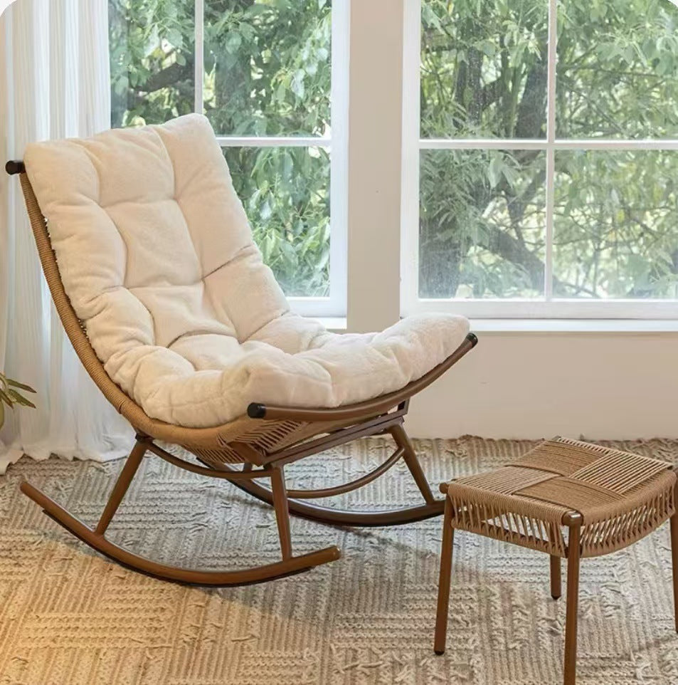 Rocking chair recliner adult can sleep rattan chair balcony lazy chair living room for home leisure casual chair