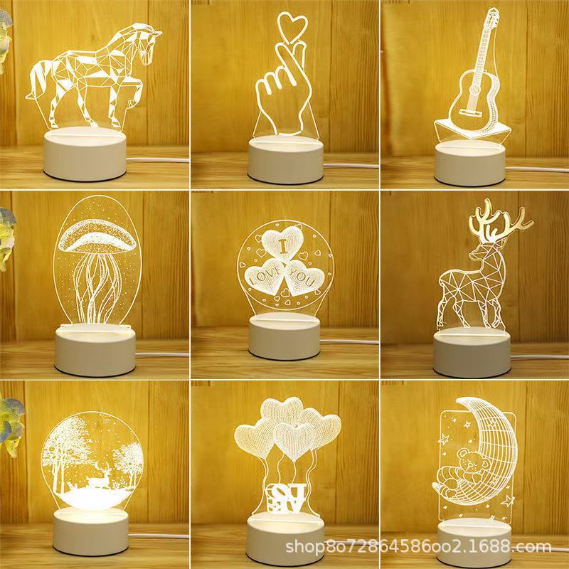 3d night light acrylic children's cartoon logo birthday gift table lamp led ambient light touch control eye protection