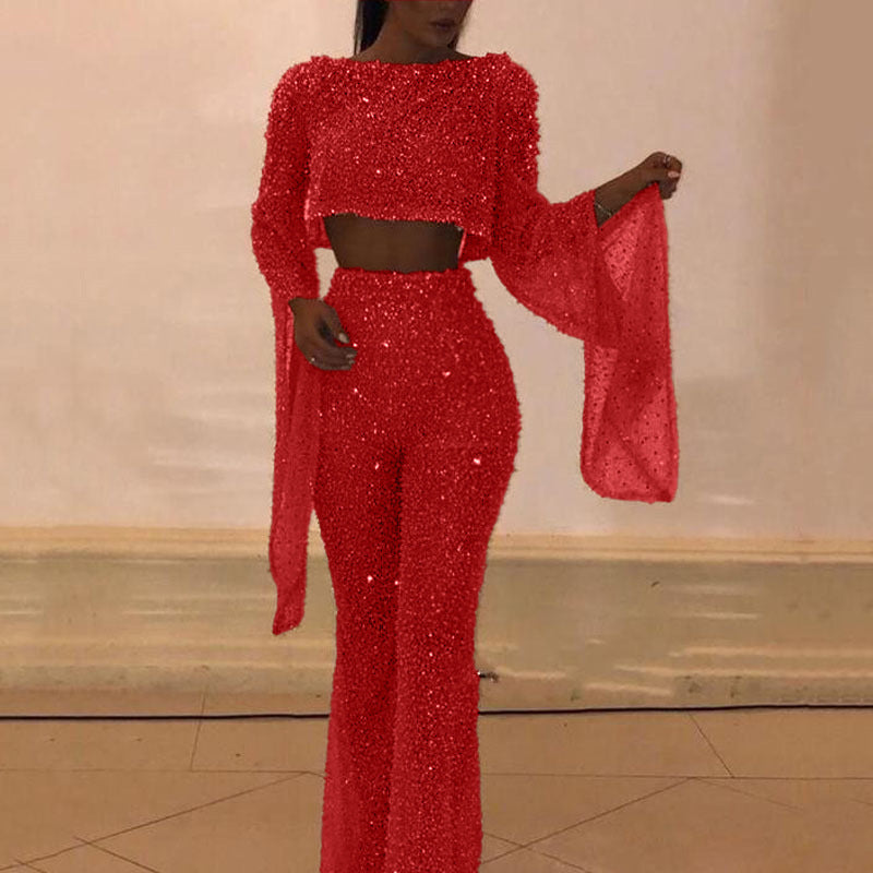 new european and american style women's export clothing,  &  two-piece sexy long sleeve backless jumpsuit with pants