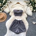 Pure desire hot girl halter sexy vest suit women's summer two-piece set fashion slimming lookcasual sports pure desire style
