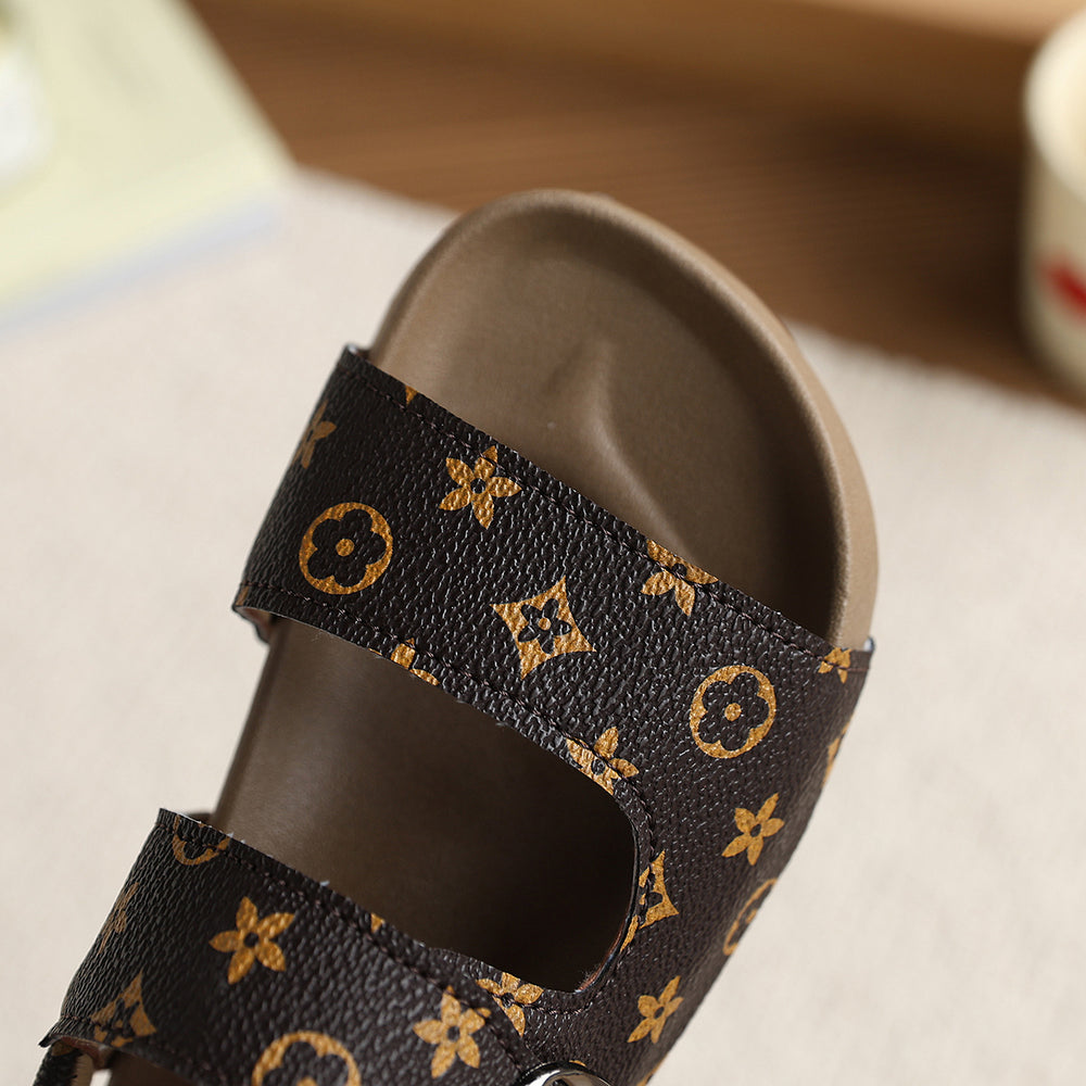 Vancahao girls' fashion sandals -  summer new collection - open-toe casual beach sandals for kids - korean style birkenstock sandals