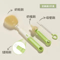 multifunctional straight-handle silicone bottle brush, portable nipple brush, baby bottle washing brush, water cup brush cleaning set