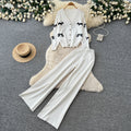 Fashionexportv necksweetcardigantopsloose pantsknittingtwo-piece setfemalefall and winter silmelegantsuit