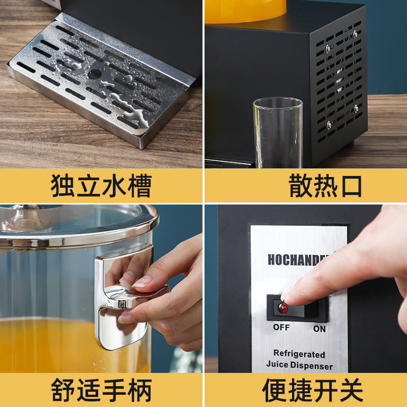 Hot and cold tripod, commercial beverage bucket in restaurant, visual juicer 10L one-click cold drinking machine, double head, juice tripod