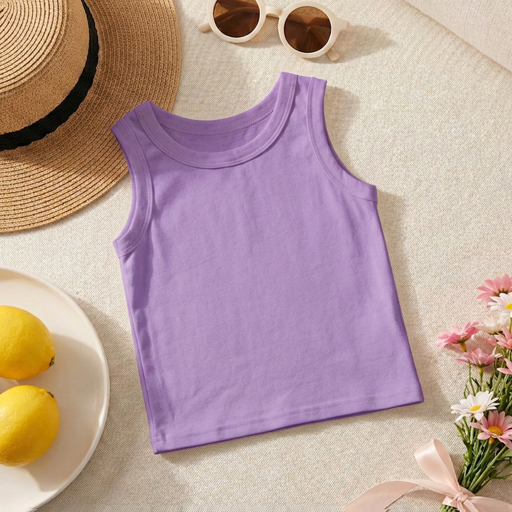 Kids' 100% cotton tank top - new summer collection: solid color, skin-friendly, sleeveless top for boys and girls. perfect for loungewear, sleepwear, and wholesale children's clothing