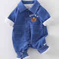 K-style khaki men's and women's baby denim baby jumpsuit rompers, long sleeves, spring & fall, cute clothes, trendy
