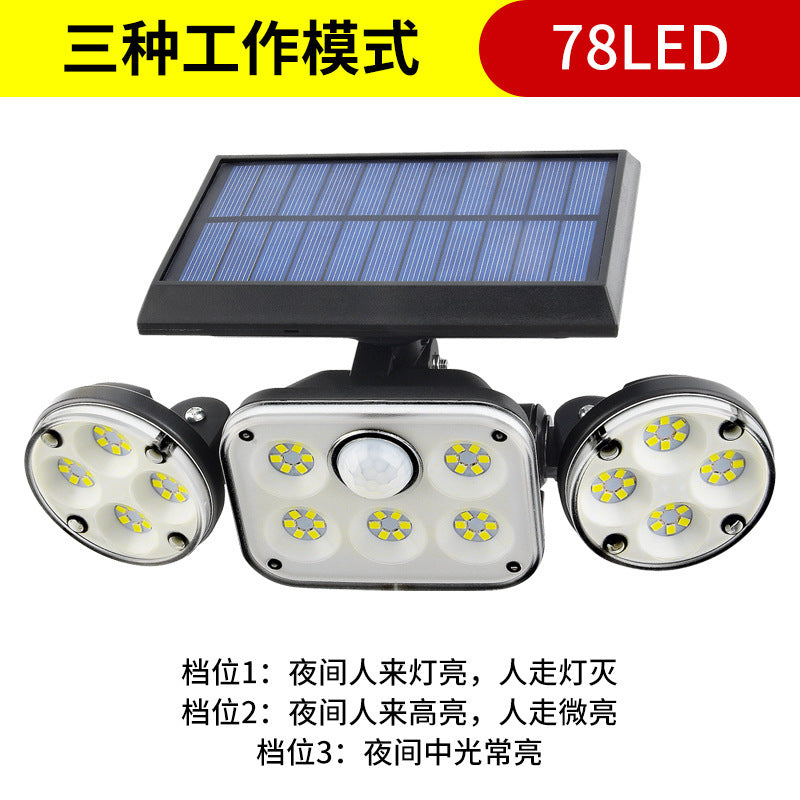 Cross-border new solar 70LED human body induction wall lamp, courtyard outdoor wall lamp, waterproof lighting street lamp