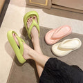 Flip-flops women's summer fashionoutwear 2025new arrivalthick sole stepping on shit pure color seaside beach flip-flops summer