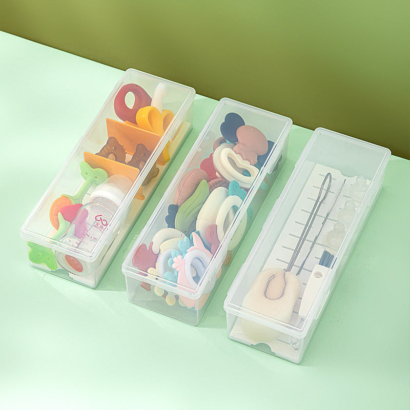 Plastic bottle pacifier grid storage box with lid dustproof desktop transparent molar stick baby toothpaste storage box