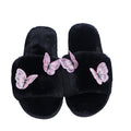 butterfly fur slippers for women, autumn and winter, k-style, new style, home and outdoor wear, one-line slippers, plush women's shoes, dropshipping