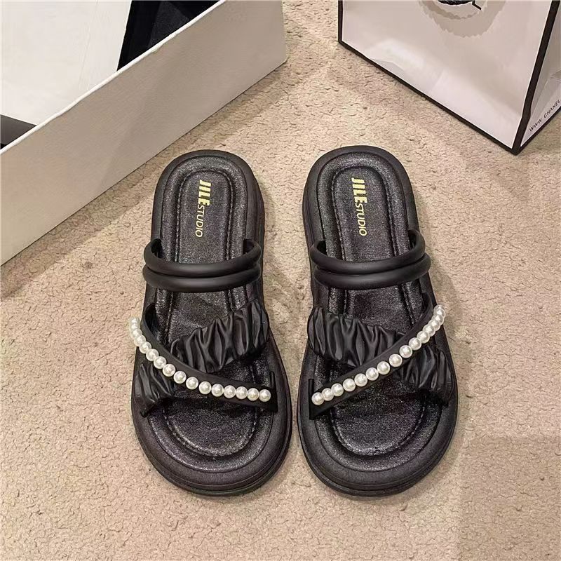 2025 summer new roman two-wear sandals thick sole fairy pearl heightening outweareasiest for matchfrenchelegant sandals