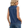Fashion cross-border foreign trade women's clothing  independent station washed  v-neck sleeveless denim vest top trendy