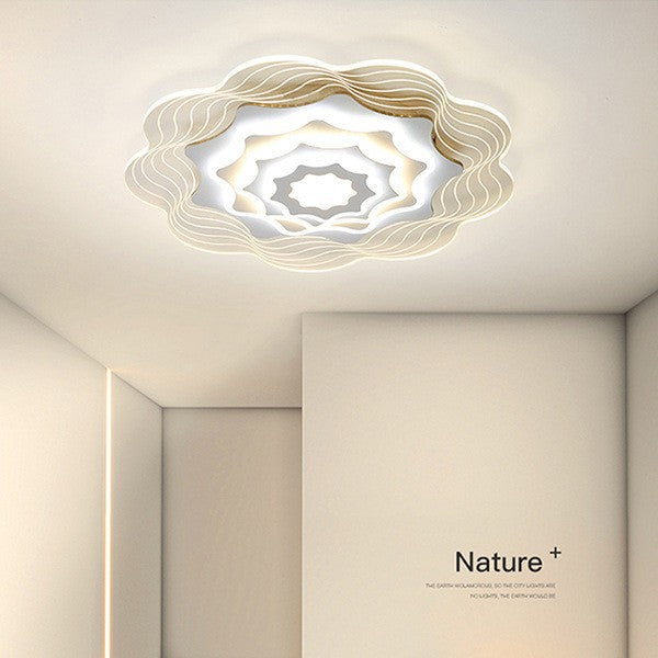 Modern minimalist wavy lotus ceiling light - gold trim, irregular cloud design - perfect for living rooms, master & guest bedrooms
