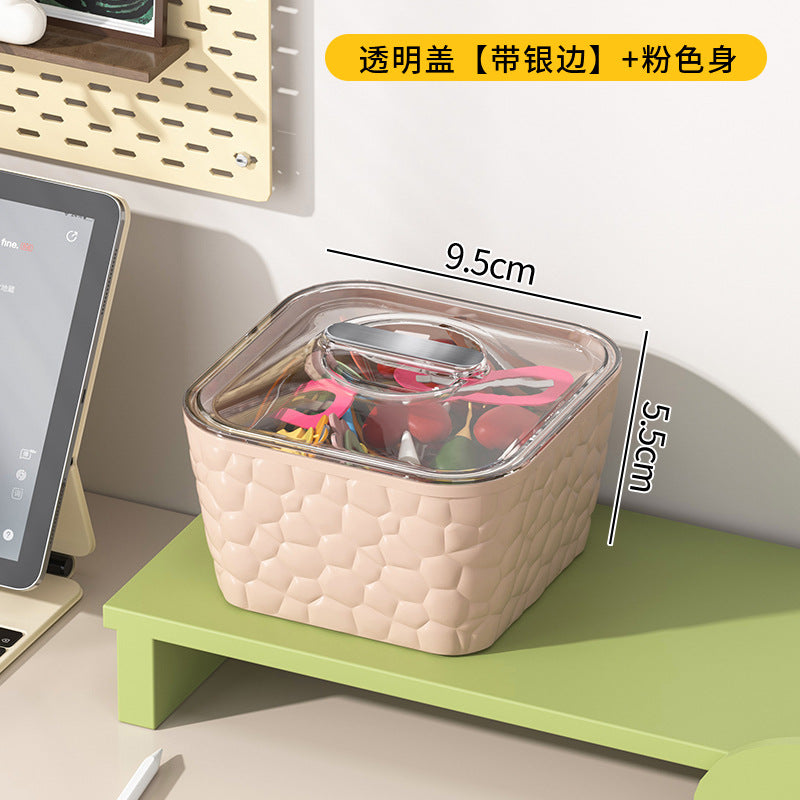 Desktop Dopamine Rubber Band Storage Box Large Capacity Girls Jewelry Box with Lid Hairline Hairpin Desktop Storage Box