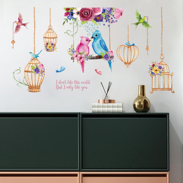 Creative Birdcage Chandelier Bedroom Entrance Living Room Dining Room TV Background Wall Decorative Wall Sticker Mural HM92018