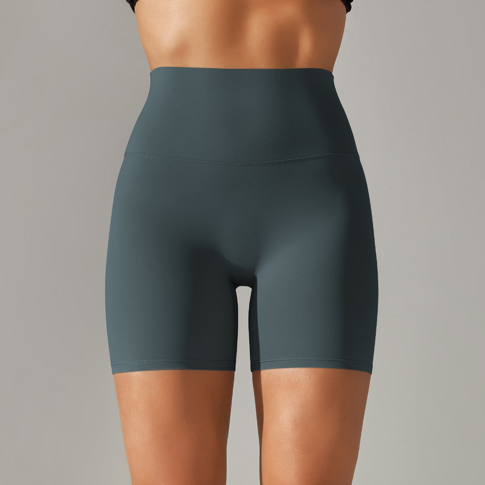 Spring/summer new solid color yoga shorts - double-sided brushed, high-waisted, stretchy, activewear, fitness, 3/4 length yoga pants for women