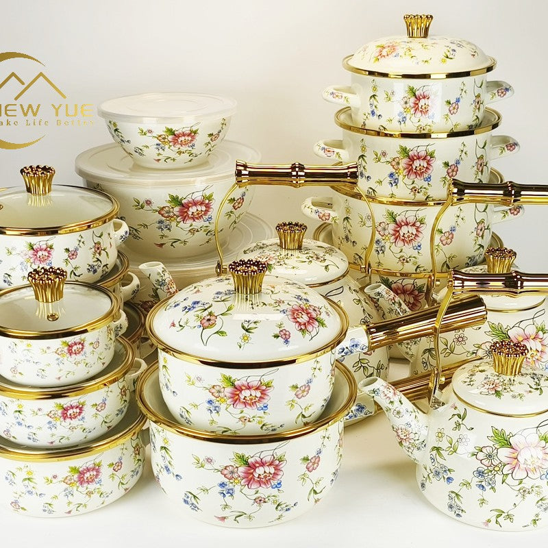 hot-selling thousands of beauties, flowers, birds and fragrant roses 20/24/30cm enamel soup pot