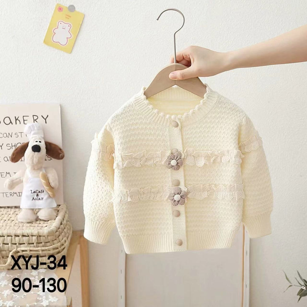 Girls' knit sweater set - new autumn/winter  collection: lace floral top & pants set for little girls