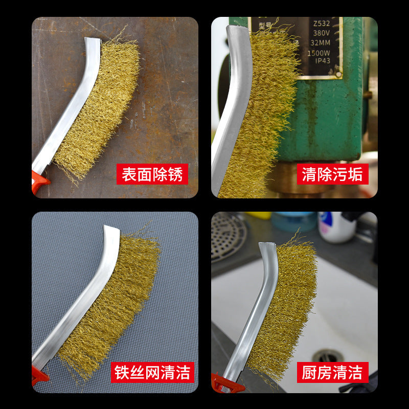 Wire brush knife brush stainless steel wire knife brush copper plated wire brush rust removal gap plastic handle barbecue iron brush cleaning brush