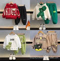 Boys' fall/winter outfit set  new baby tracksuit kids' autumn/winter fleece-lined sweatshirt two-piece set