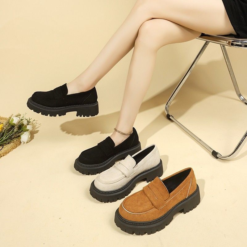 summer new arrival: plus-size, versatile, british-inspired chunky heel slip-on loafers for women - wholesale for cross-border e-commerce