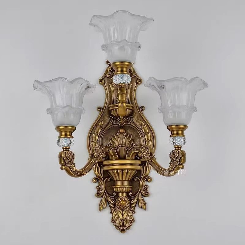 Three-head european style wall sconce - bedroom bedside lamp, wall-mounted living room background lighting, led corridor new arrival aisle fixture
