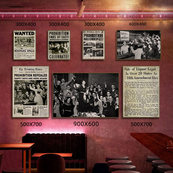 Bar decoration painting retro tavern prohibition black and white poster American movie western restaurant Baijiu whiskey hanging painting