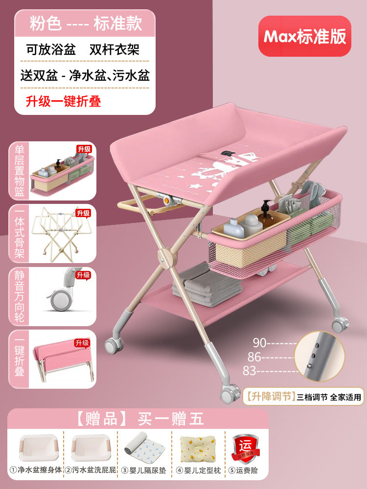 Changing table - multifunctional foldable baby care station for diaper changing, massage, bathing, and newborn care