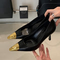 2026 spring european and american fashion stiletto pointed-toe pumps with microfiber lining, metal embellishments, and breathable summer ultra-high heels for women
