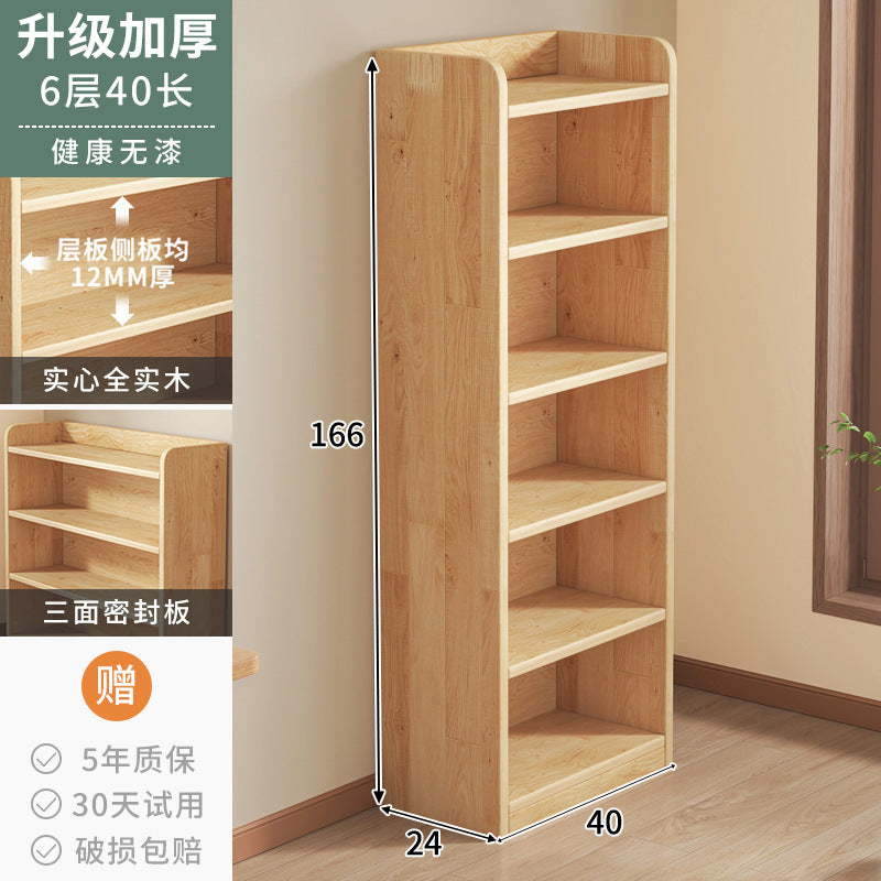 Pure solid wood bookshelf Floor-to-ceiling locker Children's pine storage cabinet Storage against the wall Student household bookcase with door