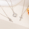 Wholesale alloy diamond-studded cross pendant necklace - european & american cross-border jewelry - women's versatile geometric necklace - animal snake pendant